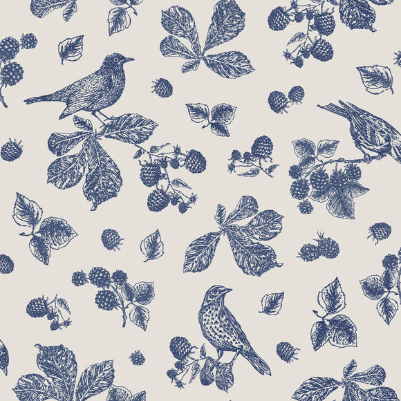 Bird design on Joules Blackberry Bird Creme wallpaper