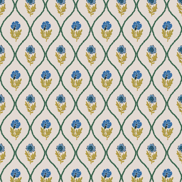 Joules Wallpaper Trellis Floral Creme Gold