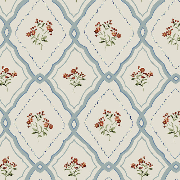 Elegant Pinford Trellis Pale Seaspray Blue wallpaper