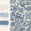 Dark seaspray blue botanical print wallpaper