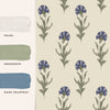 Dusky seaspray blue floral wallpaper