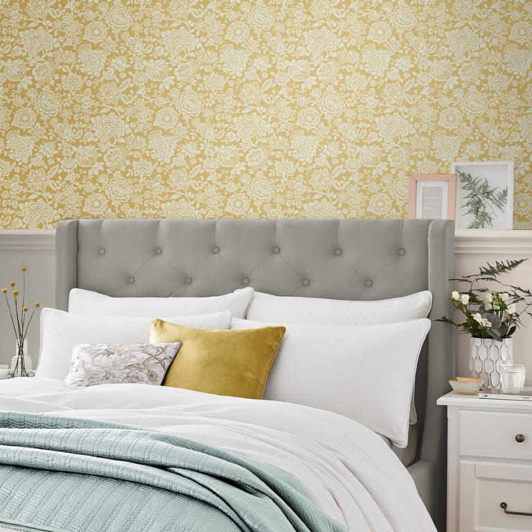 Laura Ashley Wallpaper Trailing Laurissa Pale Ochre Yellow