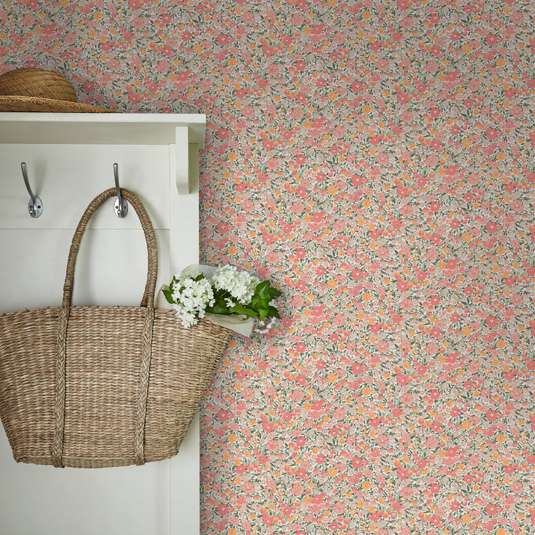 Laura Ashley Wallpaper Loveston Coral Pink