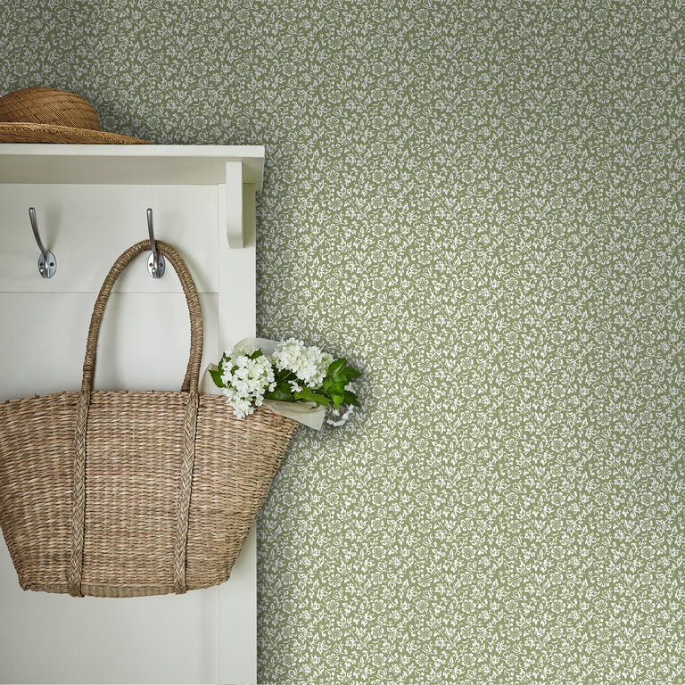Laura Ashley Wallpaper Sweet Alyssum Moss Green