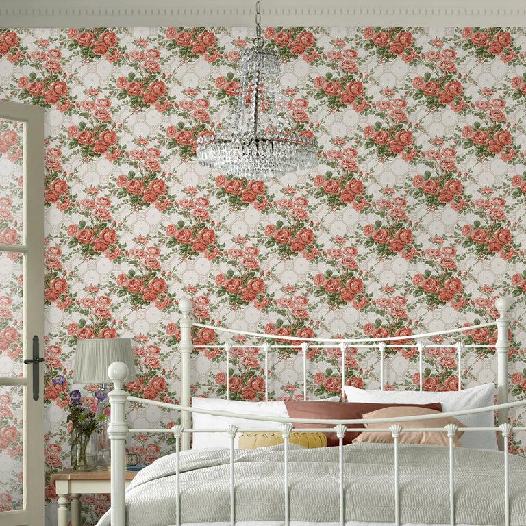Laura Ashley Wallpaper Country Roses Old Rose Pink