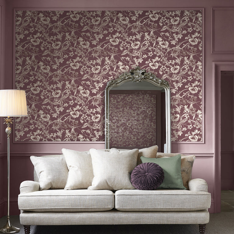 Laura Ashley Wallpaper Summerhill Pale Blackberry