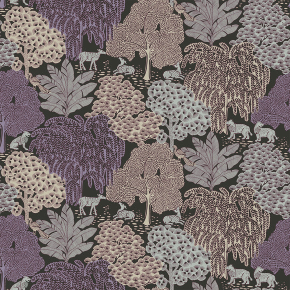 Laura Ashley Garwood Grove Violet Grey wallpaper whimsical forest scene