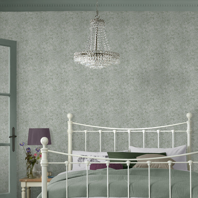 Laura Ashley Wallpaper Corrina Leaf Mineral Green