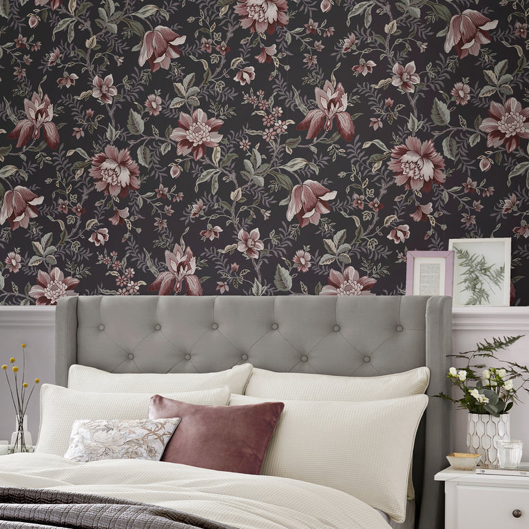 Laura Ashley Wallpaper Edita’s Garden Charcoal Grey