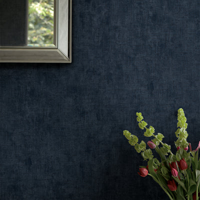 Laura Ashley Wallpaper Plain Midnight Seaspray
