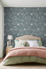 Premium Optimism Floral Blue wallpaper with soothing blue floral pattern