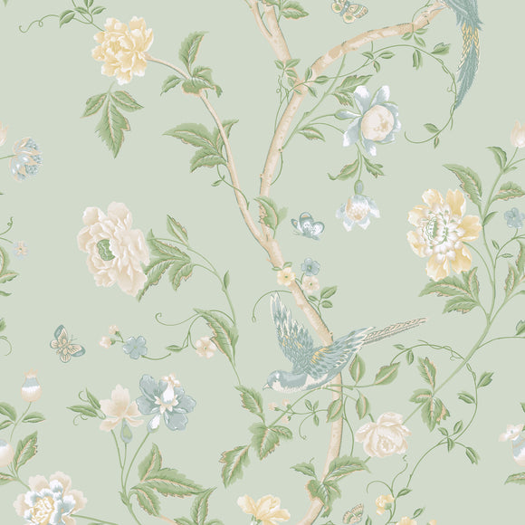 Elegant Laura Ashley Wallpaper Summer Palace Eau de Nil design