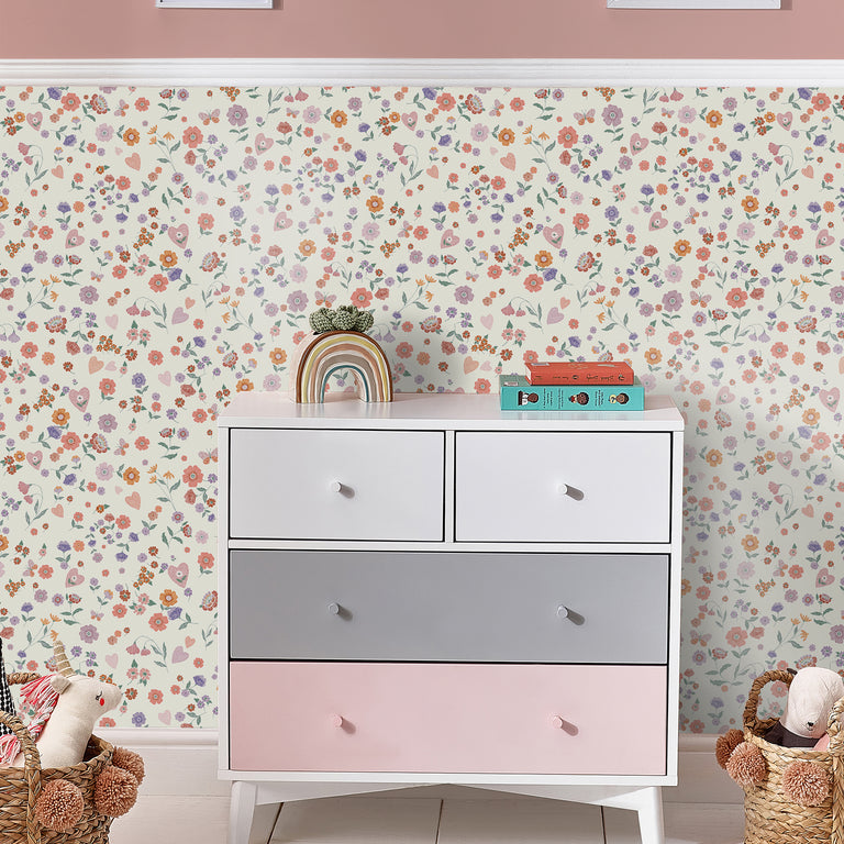 Next Wallpaper Woodland Ditsy Lavender and Peach