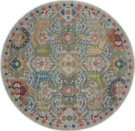 Ankara Global Rug 12 Grey Multi- Round