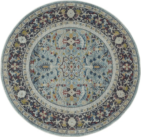 Ankara Global Rug 14 Teal Multi- Round