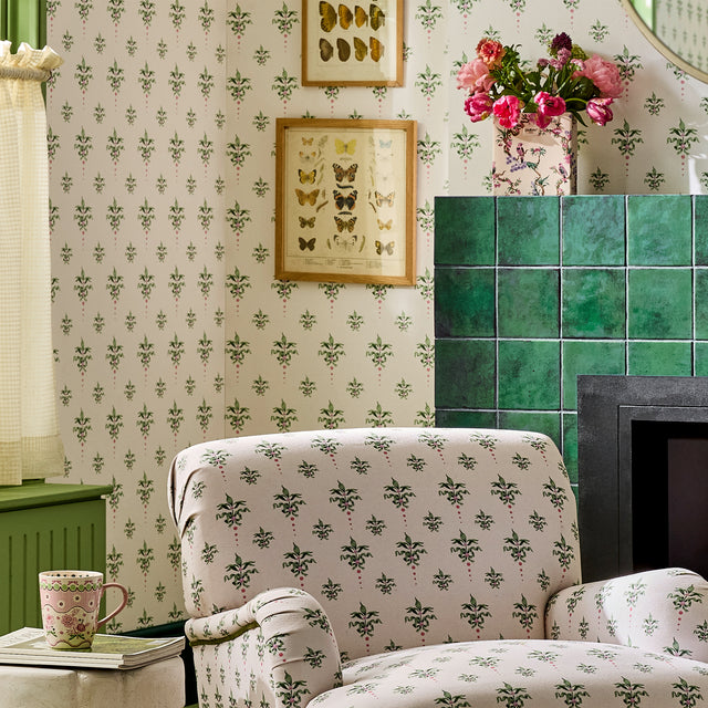 Cath Kidston Cath Crest Wallpaper Cream – Heritage Style Decorative Wallpaper Roll, Paste the Wall