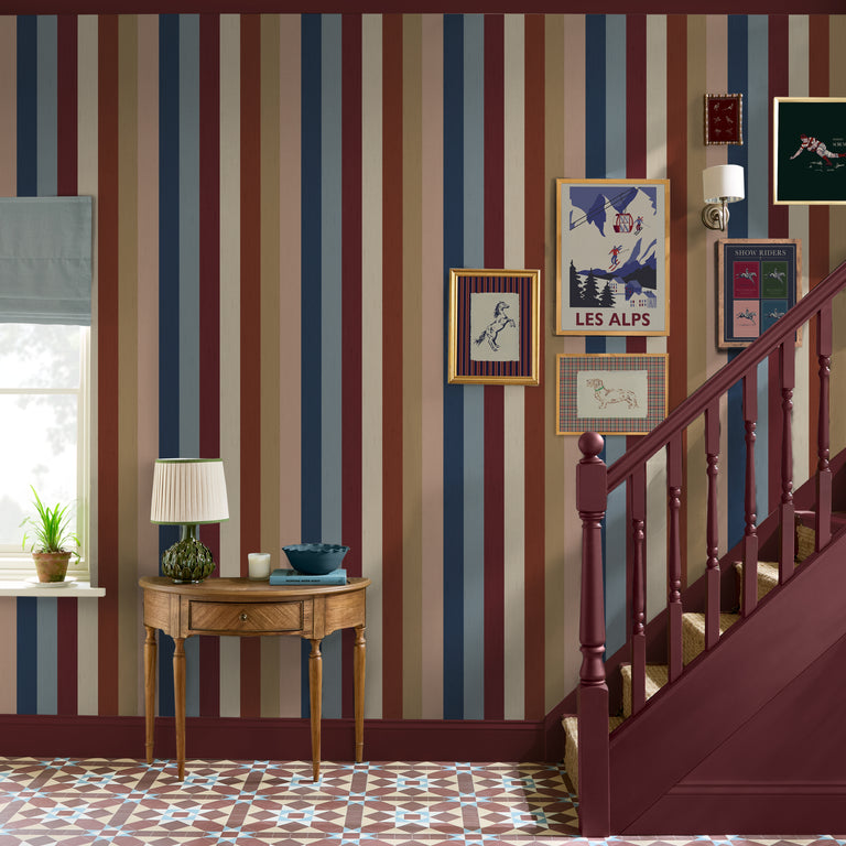 Joules Heritage Stripe Wallpaper, Multi-Colour Paste-the-Wall 52cm Wide Durable Finish