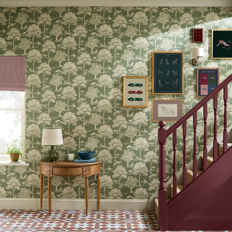 Joules Fox and Hare Wallpaper – Country Animal Print Wallpaper, Olive Green Neutral Tones, Paste-the-Wall Design, 52cm Width