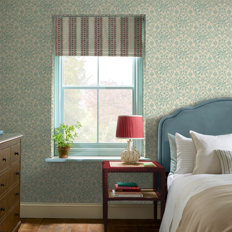 Joules Indienne Palm Floral Wallpaper Cream & Duck Egg Blue – Paste-the-Wall, 52cm Width, Elegant Heritage Design