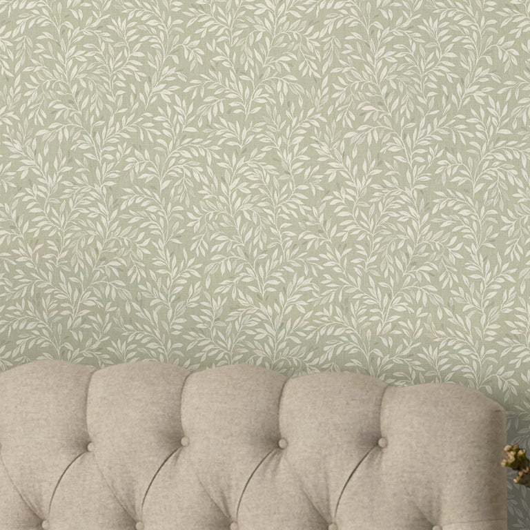 Next Ditsy Leaf Floral Wallpaper Sage – Elegant Subtle Leaf Design, Paste the Wall, 10m Roll for Modern & Classic Interiors