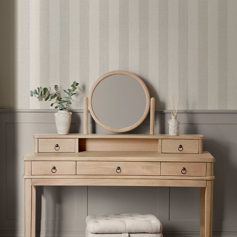 Next Striped Linen Wallpaper Natural – Warm Neutral Tones, Textured Finish, Easy Hang Non-Woven Roll