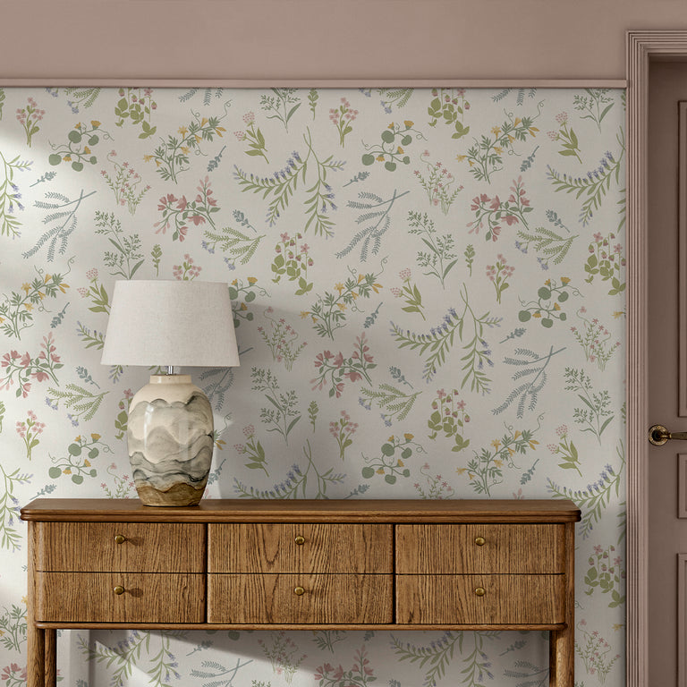 Next Stitch Floral Wallpaper Ivory – Elegant Soft Floral Wallpaper for Bedrooms, Nurseries & Living Spaces