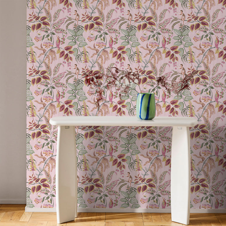 Next Tropical Wonder Floral Wallpaper Pink – Bold Tropical Leaf Design, Paste the Wall, 10m Roll
