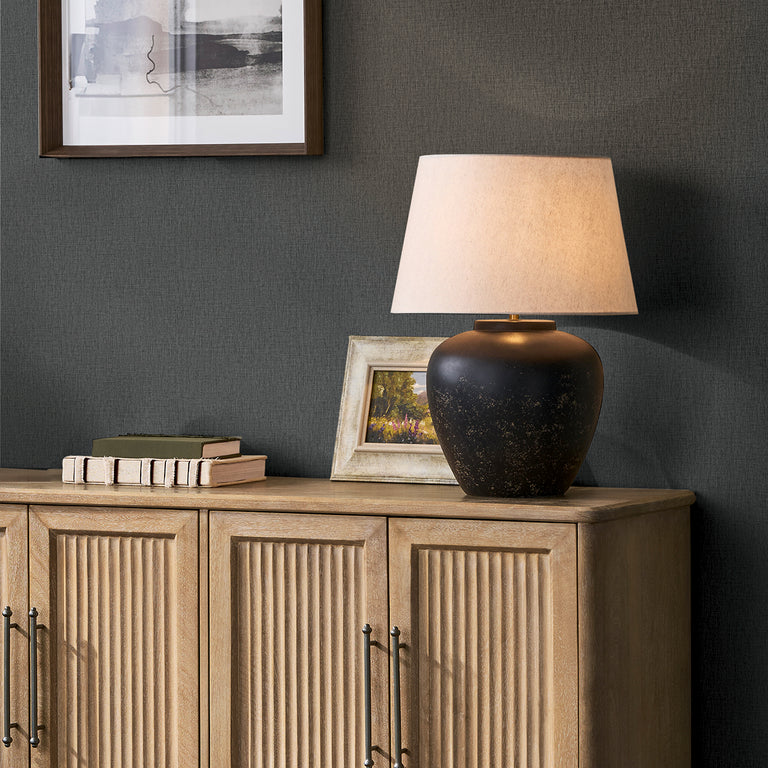 Next Linen Look Wallpaper Charcoal – Modern Textured Charcoal Wallpaper, Easy Hang Non-Woven Design