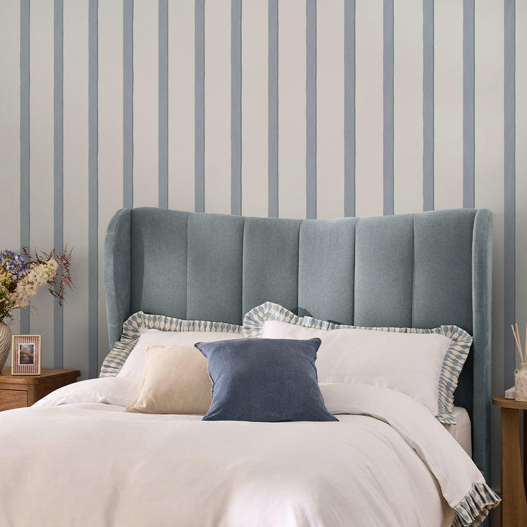Next Painted Striped Wallpaper Blue – Modern Denim Blue & Cream Vertical Striped Wallpaper, Paste the Wall