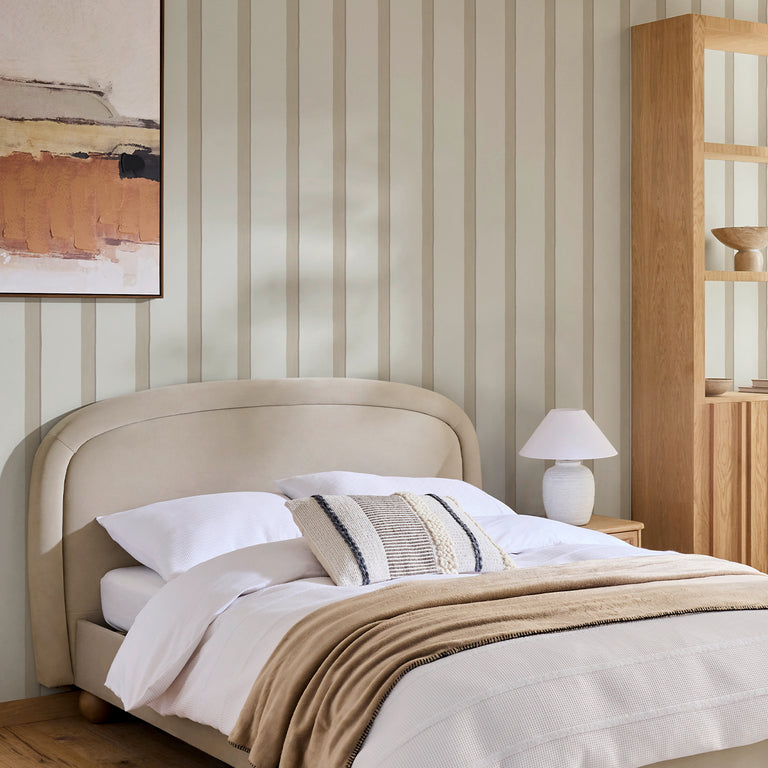 Next Painted Striped Wallpaper Taupe & Off-White | Modern Easy Hang Striped Wallpaper Roll