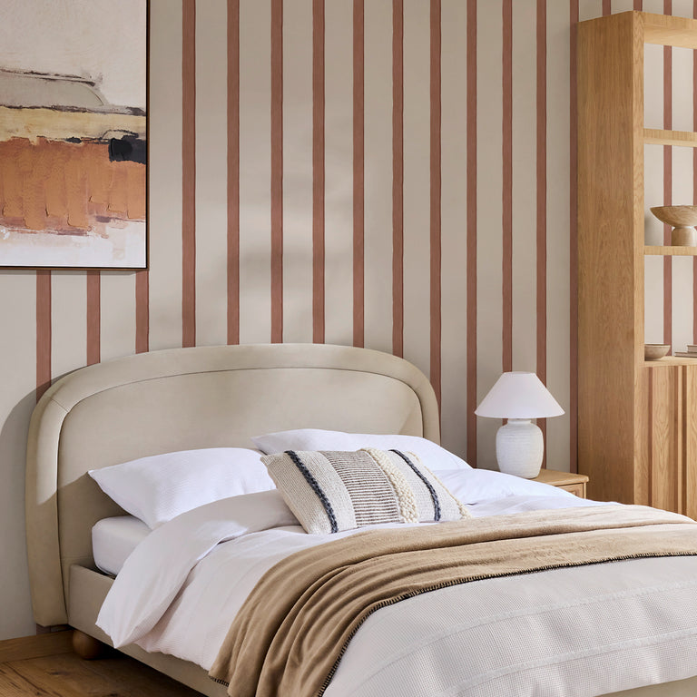 Next Painted Striped Wallpaper Rust – Warm Cream & Rust Stripe Design, Modern Paste-the-Wall Striped Wallpaper