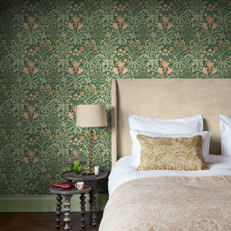 William Morris Woodland Weeds Floral Wallpaper Forest – Green Botanical Pattern, Paste the Wall, 10m Roll