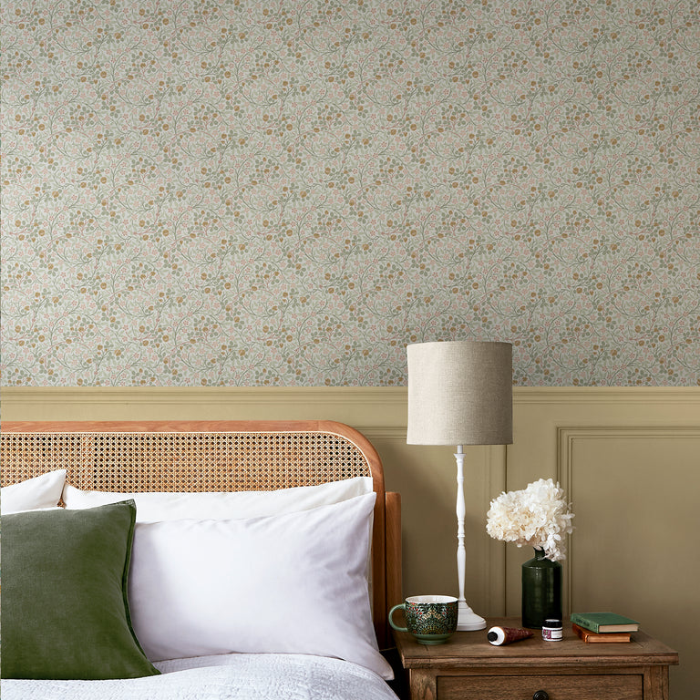William Morris Clover Floral Wallpaper Peony & Sage – Soft Botanical Design, Paste the Wall, 10m Roll