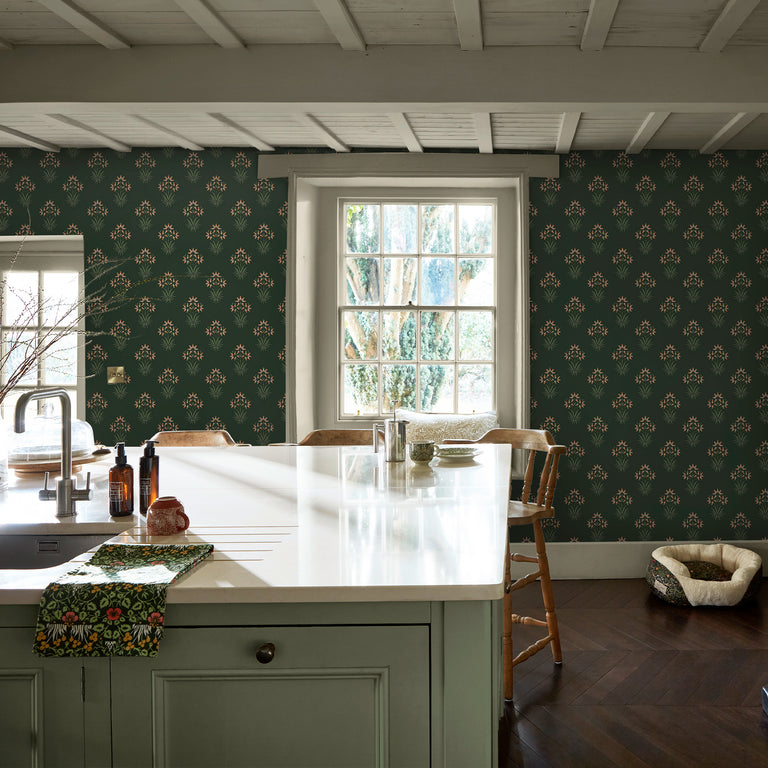 William Morris Hyacinth Floral Wallpaper Forest – Classic Heritage Floral Wallpaper Design for Elegant Interiors