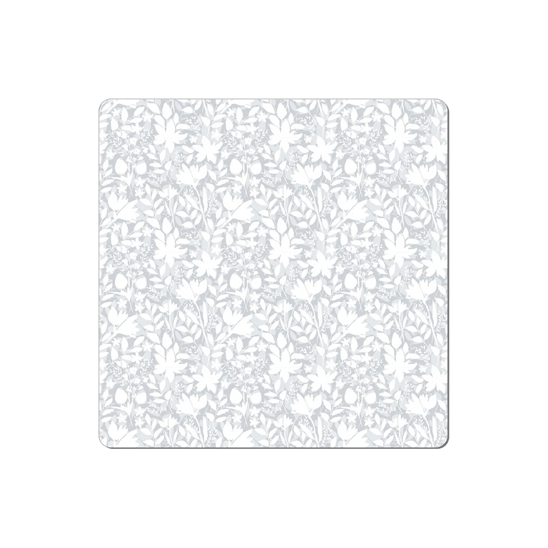Denby Constance Grey Floral Coaster Set of 6, Cork Back Dining Table Coasters, 10.5cm Square