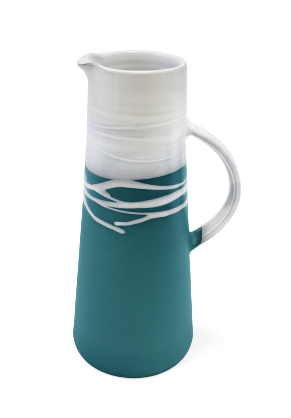 A stunning Teal X-Large Jug by Paul Maloney, showcasing its intricate design and exquisite craftsmanship.