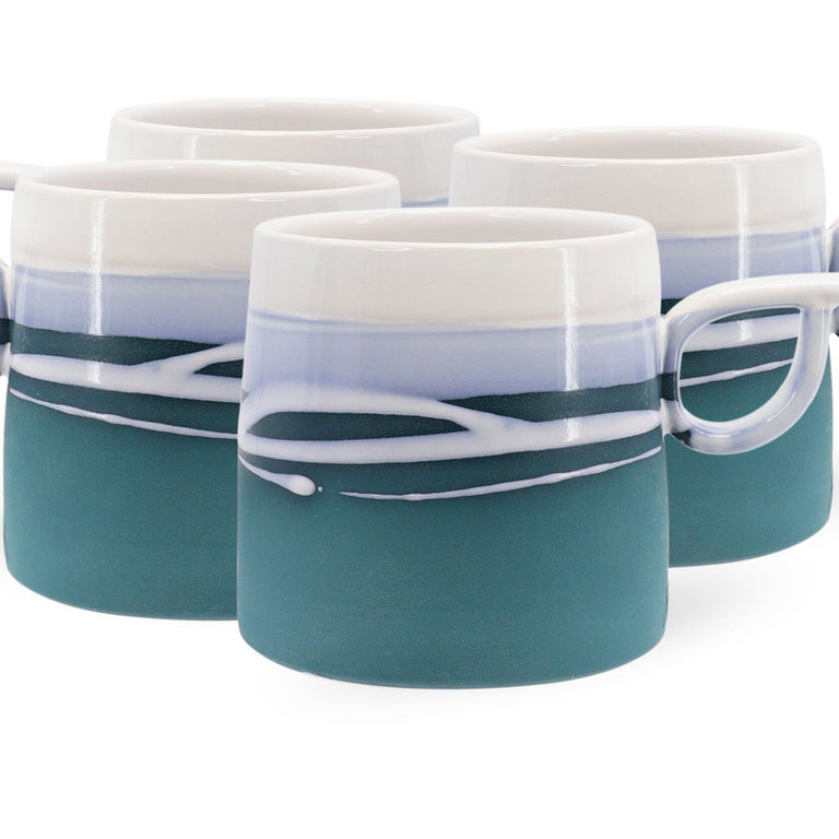 Paul Maloney Teal Set of 4 Mugs