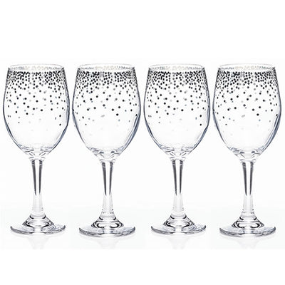 Newgrange Silver Dot Wine Glasses Set Of 4