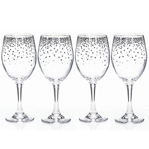 Newgrange Silver Dot Wine Glasses Set Of 4