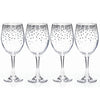 Set of four elegant silver dot wine glasses, perfect for upscale dining and entertaining.