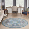 Ankara Global Rug 17 Ivory Light Blue- Round