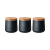 Denby Set of 3 Black Storage Canisters with Acacia Wooden Lids
