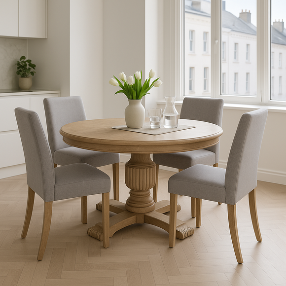 Sofia Round Dining Table 1.4m Rustic Brown