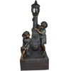 Polyresin garden statue featuring a boy and girl with a water-feature lamppost.
