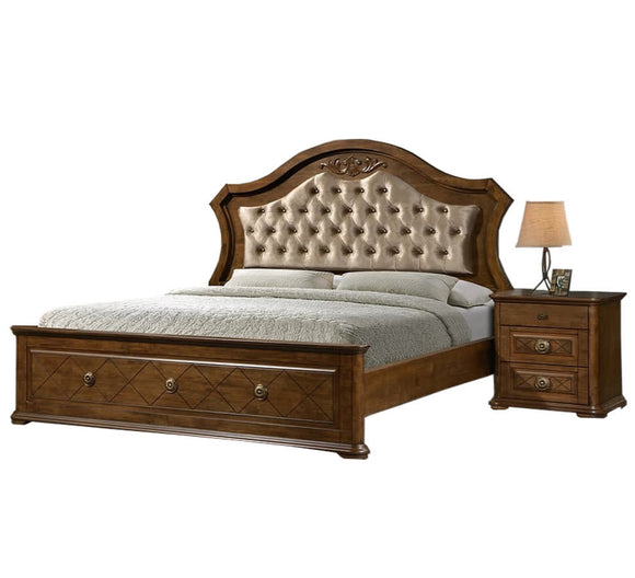 Front view of the luxurious Roma Super King Size Bed in a 6ft size, featuring a sleek design and upholstered headboard in a neutral tone.