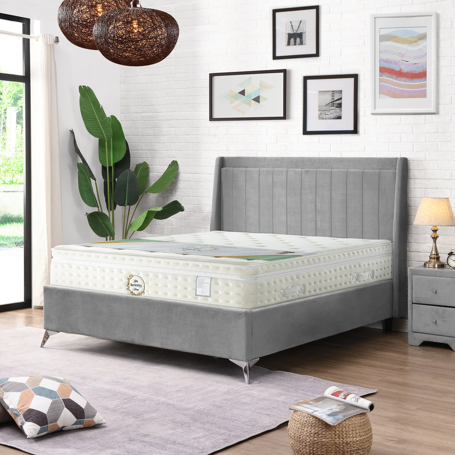 Super king size mattress with a smooth white surface labeled "Serenity Sleep G05 Paradise."