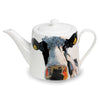 A delightful visual of the "Tipperary Crystal Eoin O'Connor Cow Teapot" showcasing the playful cow artwork by the renowned artist, adding artistic flair to your tea time.