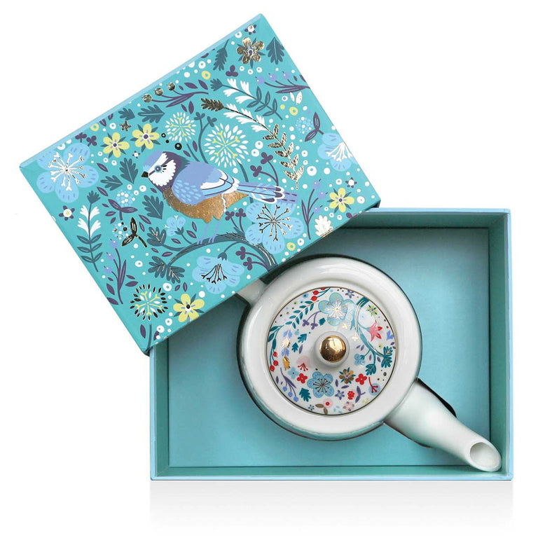 Tipperary Crystal Birdy Tea Pot Robin And Bluetit