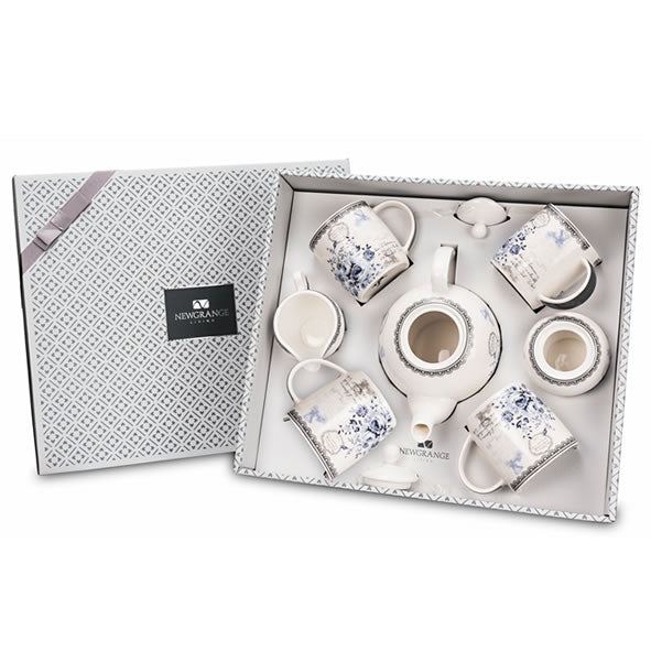 Newgrange Rose Blue 7 Piece Tea Set