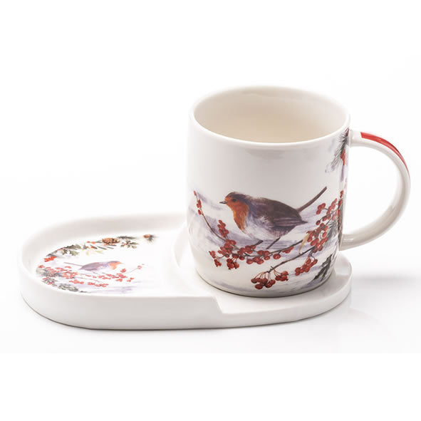 Newgrange Living Robin Mug and Snack Tray Set